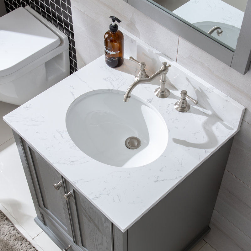 Three Posts™ Belton 24.02'' Free Standing Single Bathroom Vanity with Engineered Stone Top